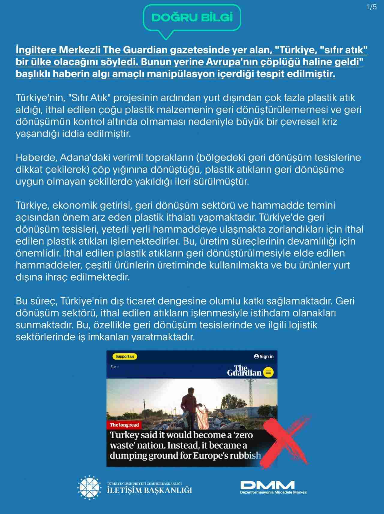 İletişim Başkanlığı Dezenformasyonla Mücadele Merkezi (DMM), Türkiye’nin Sıfır Atık Hareketi