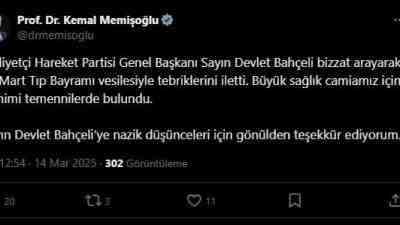MHP Lideri Devlet Bahçeli’den Sağlık Bakanı Memişoğlu’na 14 Mart Tıp