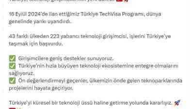 Sanayi ve Teknoloji Bakanı Mehmet Fatih Kacır, Türkiye TechVisa Programı’na