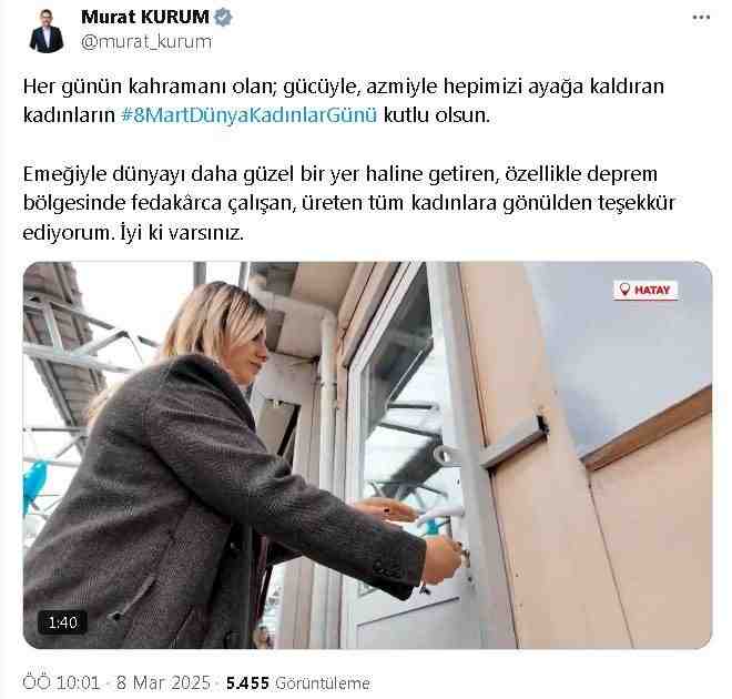 Çevre, Şehircilik ve İklim Değişikliği Bakanı Murat Kurum, 8 Mart