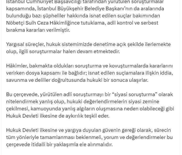 Adalet Bakanı Yılmaz Tunç, İstanbul Büyükşehir Belediye Başkanı Ekrem İmamoğlu