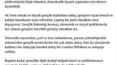 Cumhurbaşkanı Yardımcısı Cevdet Yılmaz, gençlerin siyasete katılımının meşru platformlarda gerçekleşmesi