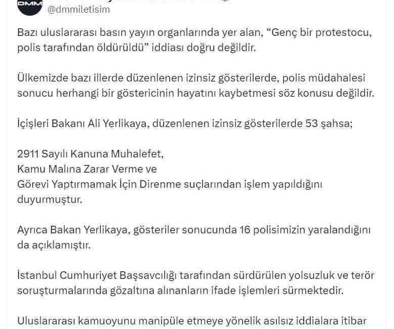 İletişim Başkanlığı Dezenformasyonla Mücadele Merkezi (DMM), bazı illerde gerçekleşen izinsiz