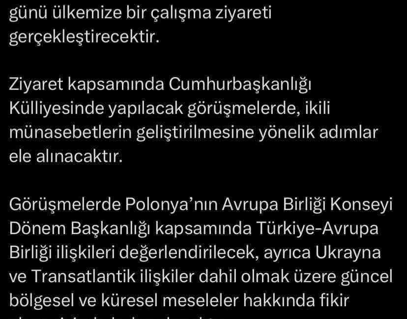 Polonya Başbakanı Donald Tusk, Cumhurbaşkanı Recep Tayyip Erdoğan’ın daveti üzerine