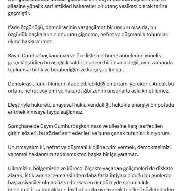 “Nefret ve Düşmanlık Dili Demokrasimizi Zedeler” TBMM Başkanı Numan Kurtulmuş,