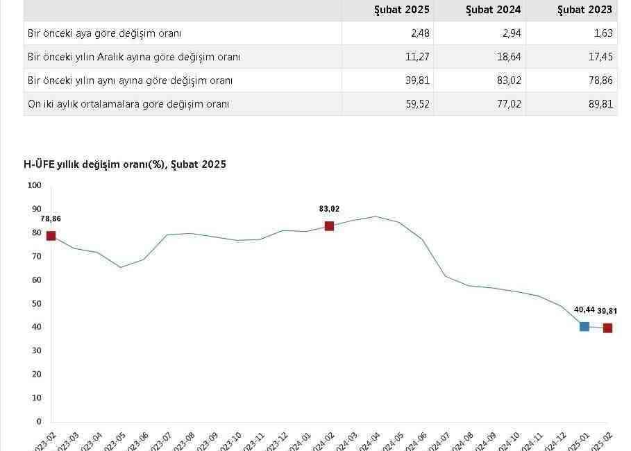 Türkiye İstatistik Kurumu (TÜİK), Şubat 2025’e ilişkin hizmet üretici fiyat