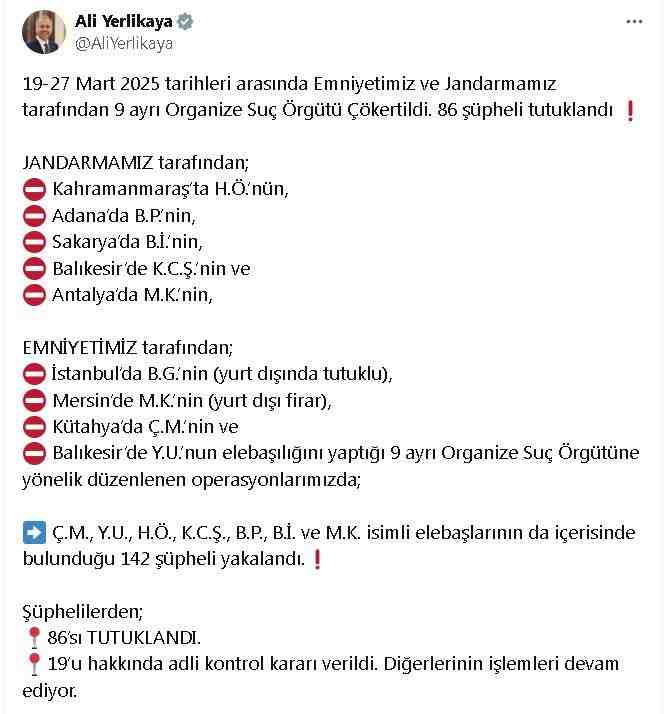 TEK HABER AJANSI (TEKHA) Bakan Yerlikaya’dan Operasyon Açıklaması İçişleri Bakanı