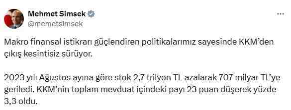 Hazine ve Maliye Bakanı Mehmet Şimşek, kur korumalı mevduat (KKM)