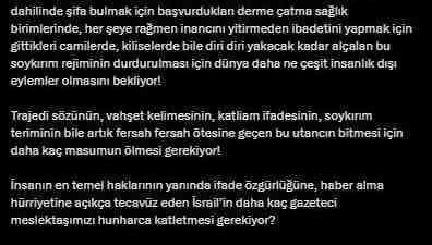 Gazze’de Gazetecilere Saldırıya Tepki Cumhurbaşkanlığı İletişim Başkanı Fahrettin Altun, İsrail’in
