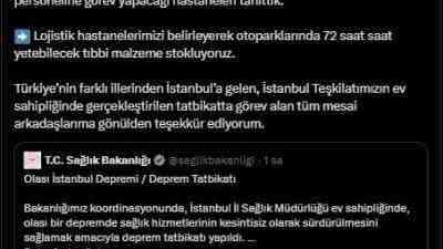 Ulusal Marmara Deprem Tatbikatı Başarıyla Gerçekleştirildi Sağlık Bakanlığı koordinesinde İstanbul