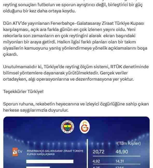 Radyo ve Televizyon Üst Kurulu (RTÜK) Başkanı Ebubekir Şahin, futbolun