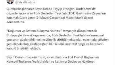 Cumhurbaşkanı Recep Tayyip Erdoğan, Türk Devletleri Teşkilatı (TDT) tarafından Budapeşte’de
