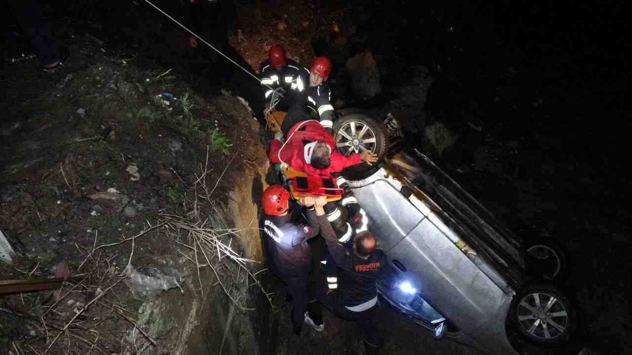 Yol Zannedilen Alan Dere Çıktı Erzurum’un Palandöken ilçesinde akşam saatlerinde