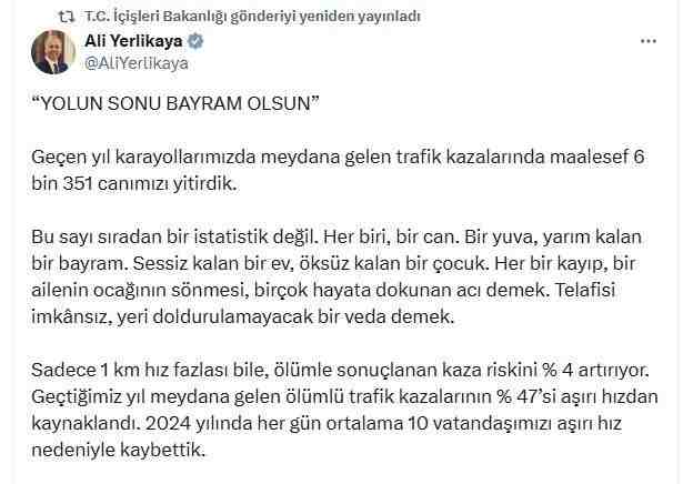 Trafik Kazalarında Acı Tablo: 1 Yılda 6.351 Kayıp İçişleri Bakanı
