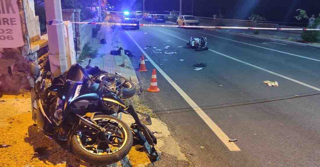 Aynı Yönde Seyreden Motosikletler Çarpıştı Muğla’nın Bodrum ilçesi Turgutreis-Akyarlar yolu