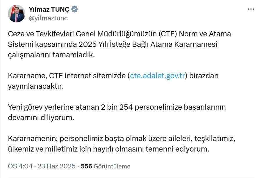 2 Bin 254 Personelin Yeni Görev Yeri Belli Oldu Adalet