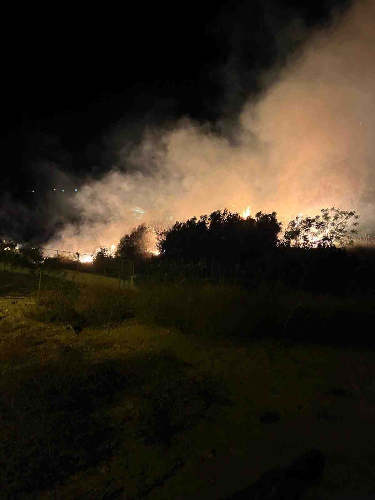Hatay’ın Samandağ ilçesine bağlı Hıdırbey Mahallesi’nde gece saatlerinde çıkan yangın