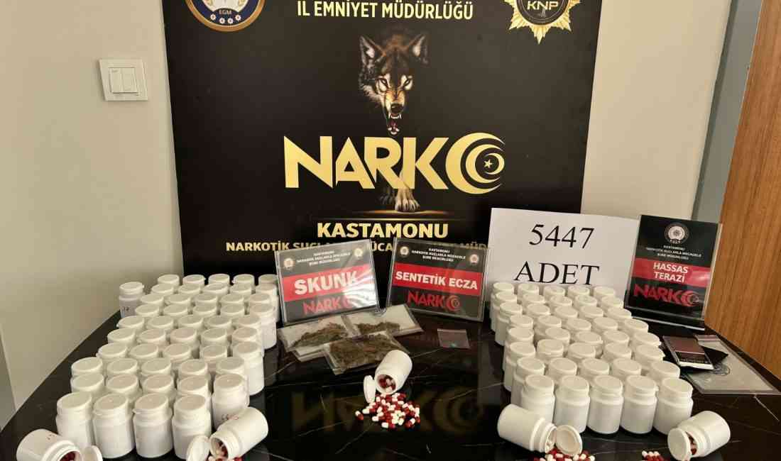 Kastamonu’da polis ekiplerince düzenlenen uyuşturucu operasyonunda 5 binden fazla sentetik