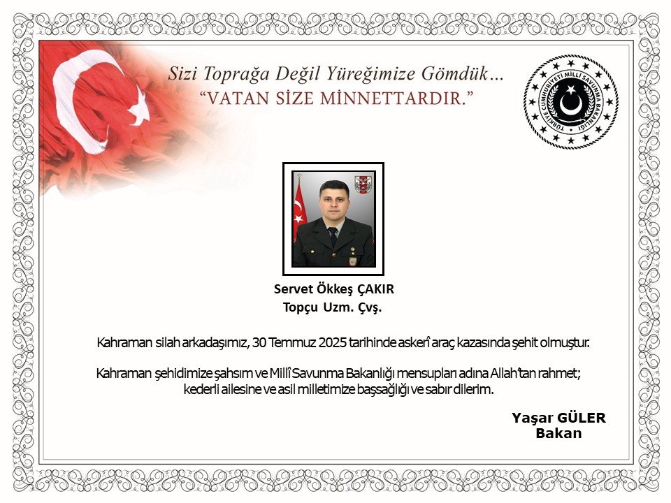 Milli Savunma Bakanlığı (MSB), Edirne’de meydana gelen askeri araç kazasında