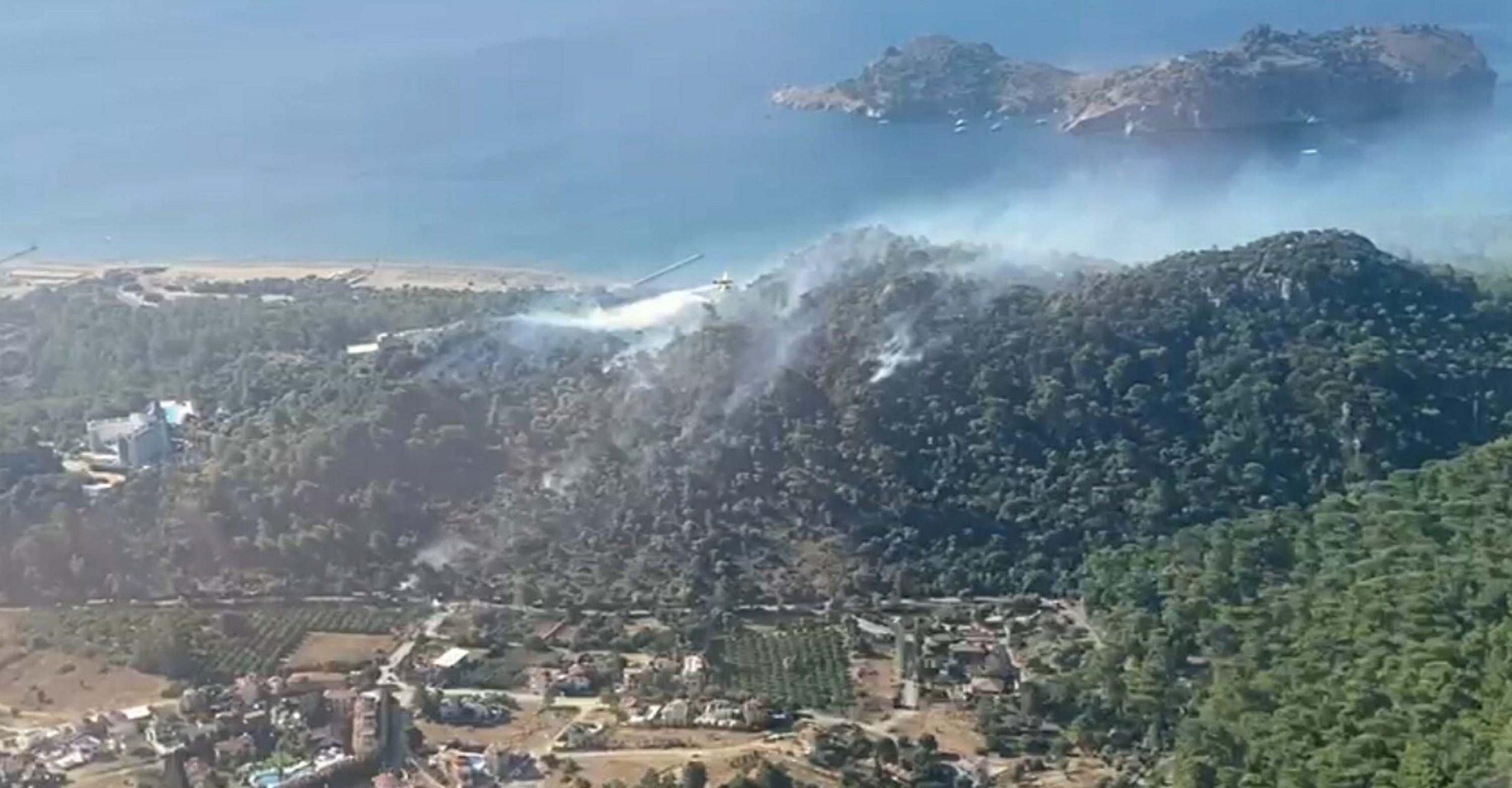 Rüzgar yangını ormana taşıdı, müdahale sürüyor Muğla’nın Ortaca ilçesine bağlı