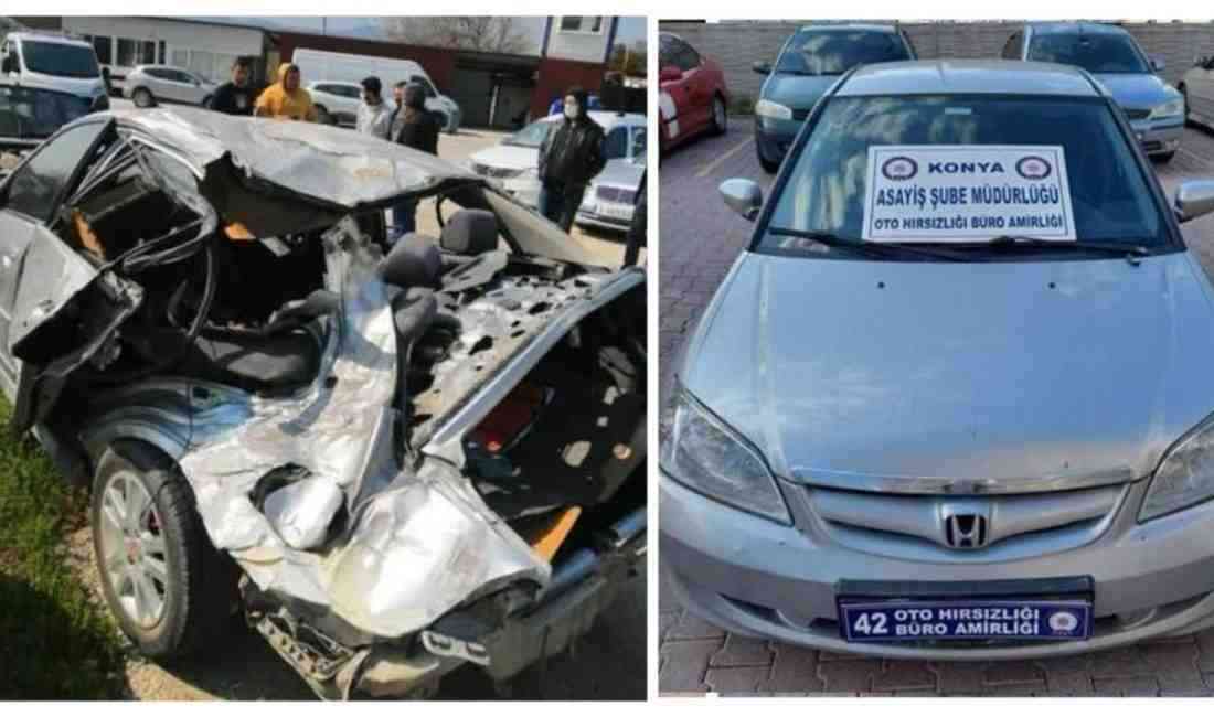 Konya Emniyet Müdürlüğü ekipleri, ağır hasarlı araçların şasi numaralarının ‘change’
