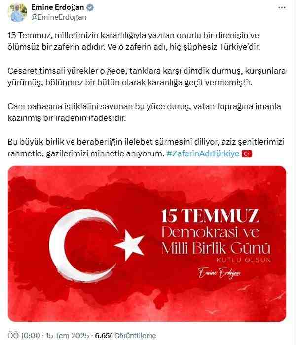 15 Temmuz’un Anlamı: Direnişin ve Zaferin SembolüCumhurbaşkanı Recep Tayyip Erdoğan’ın