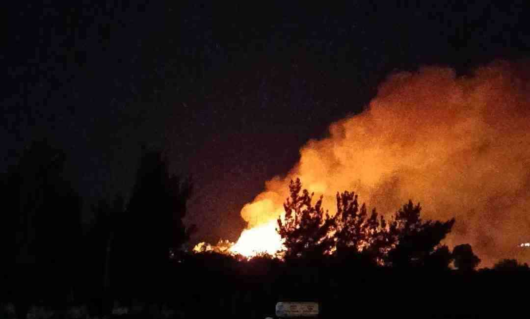 Hatay’ın Samandağ ilçesinde gece saatlerinde makilik alanda çıkan yangın, itfaiye