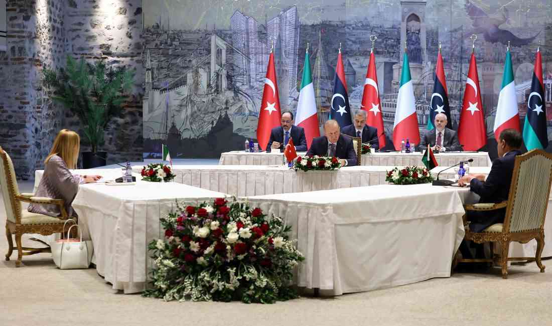 Cumhurbaşkanı Recep Tayyip Erdoğan, İtalya Başbakanı Giorgia Meloni ve Libya