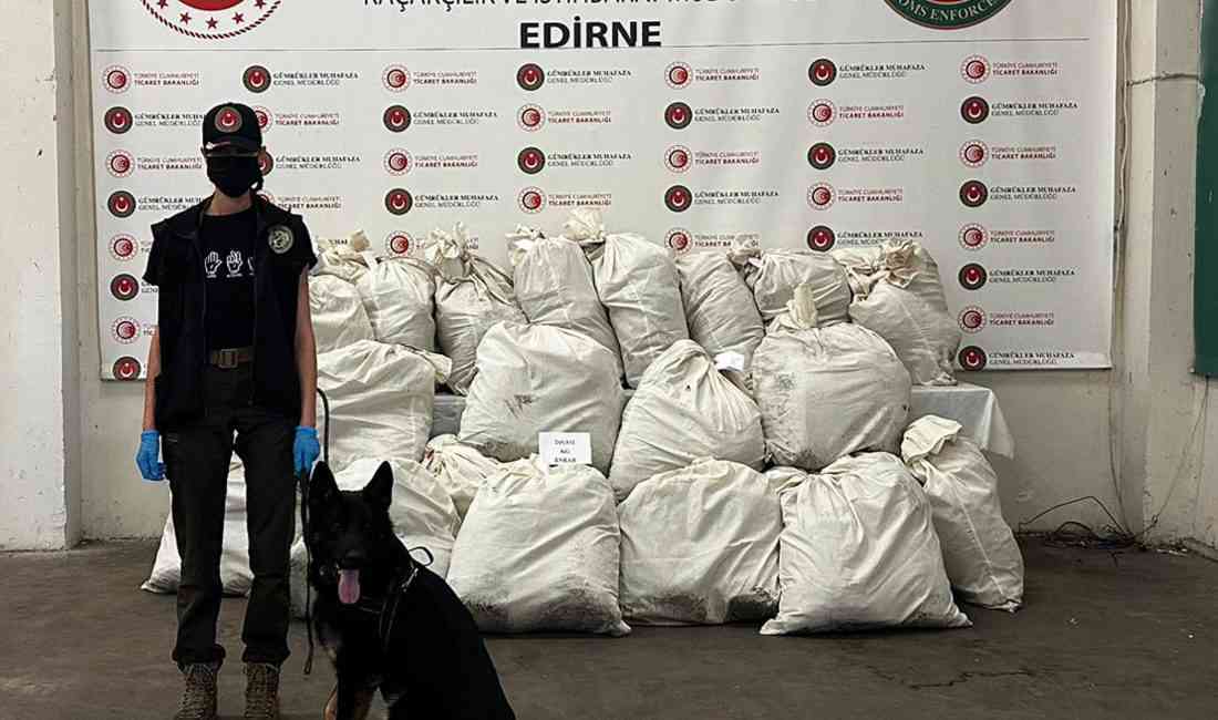 Edirne’nin Kapıkule Sınır Kapısı’nda, narkotik köpeği ‘Füge’ sayesinde yapılan aramada,