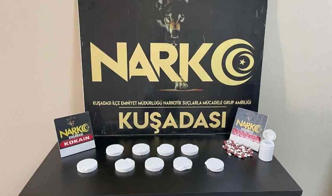 Aydın’ın Kuşadası ilçesinde düzenlenen uyuşturucu operasyonunda gözaltına alınan 2 şüpheli