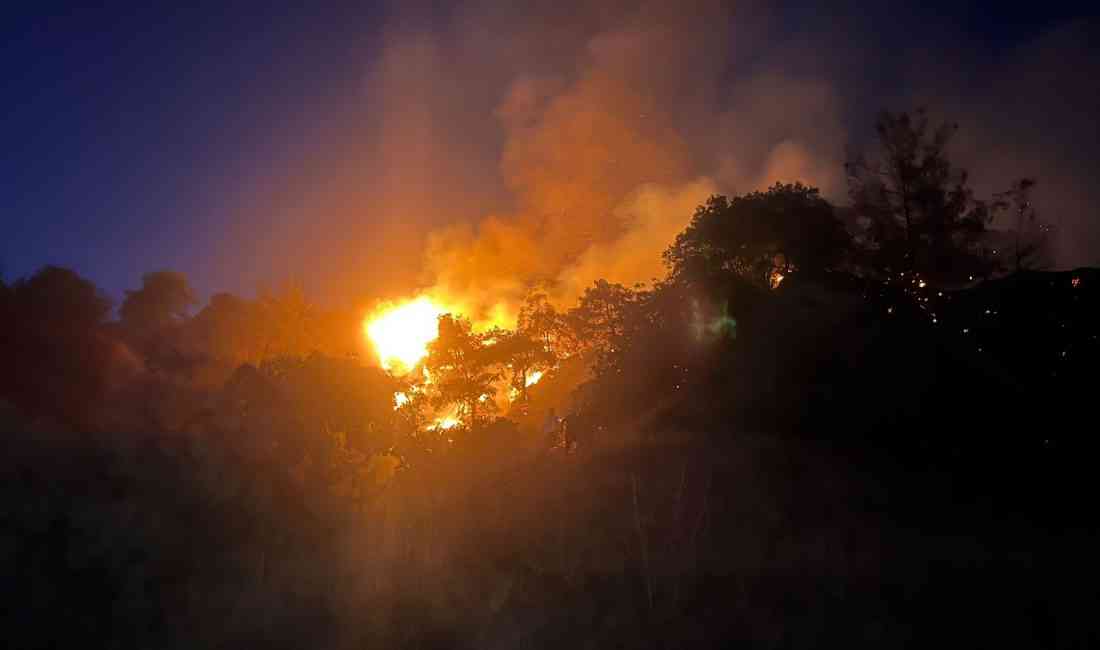 Aydın’ın Efeler ilçesine bağlı Pınardere Mahallesi’nde yol kenarındaki kuru otların
