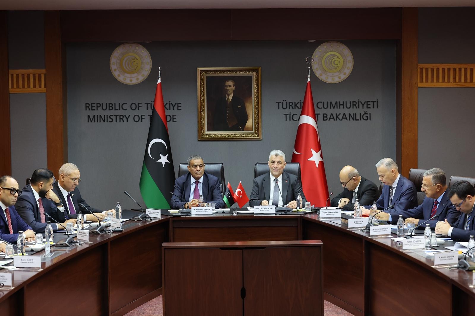 Ticaret Bakanı Ömer Bolat, Libya Ulaştırma Bakanı Muhammed Salim eş-Şehubi