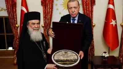 Cumhurbaşkanı Recep Tayyip Erdoğan, Kudüs Rum Ortodoks Patriği Theofilos Giannopoulos’u