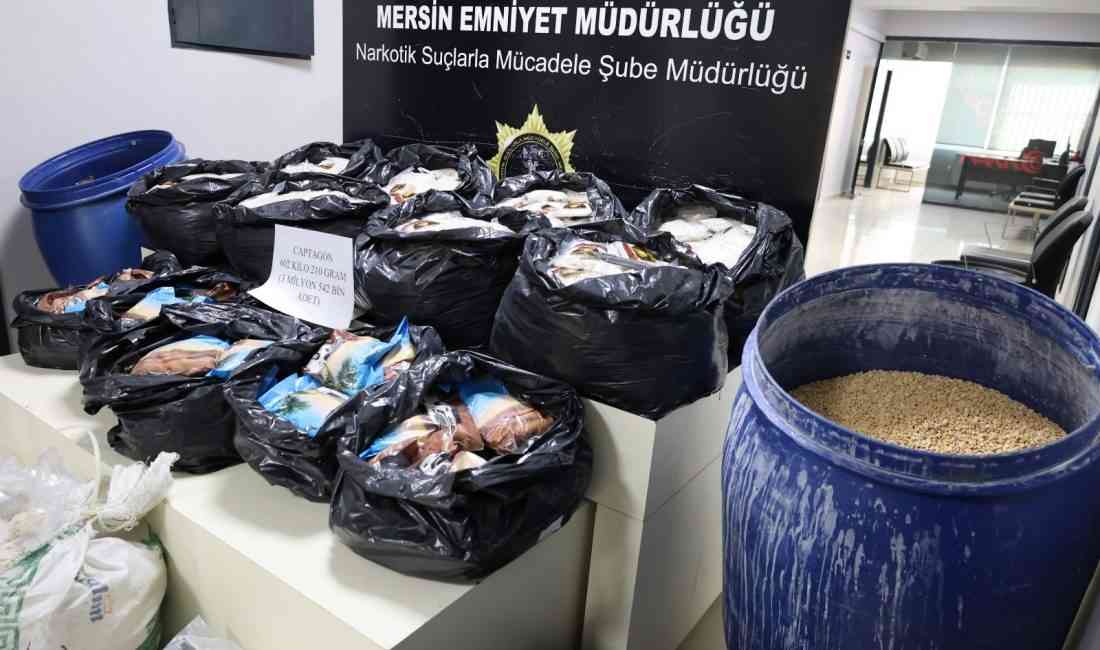 Mersin’de düzenlenen operasyonda 3 milyon 542 bin uyuşturucu hap ele