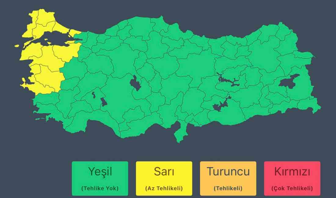 &nbsp; İçişleri Bakanlığı, Marmara ve Ege bölgelerinde 9 ilde kuvvetli