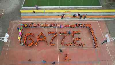 &nbsp; Balıkesir’in Sındırgı ilçesinde ilkokul öğrencileri, Gazze’de yaşananlara dikkat çekmek