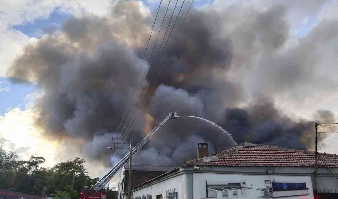 İzmir’in Bornova ilçesinde inşaat malzemelerinin bulunduğu bir depoda yangın çıktı.