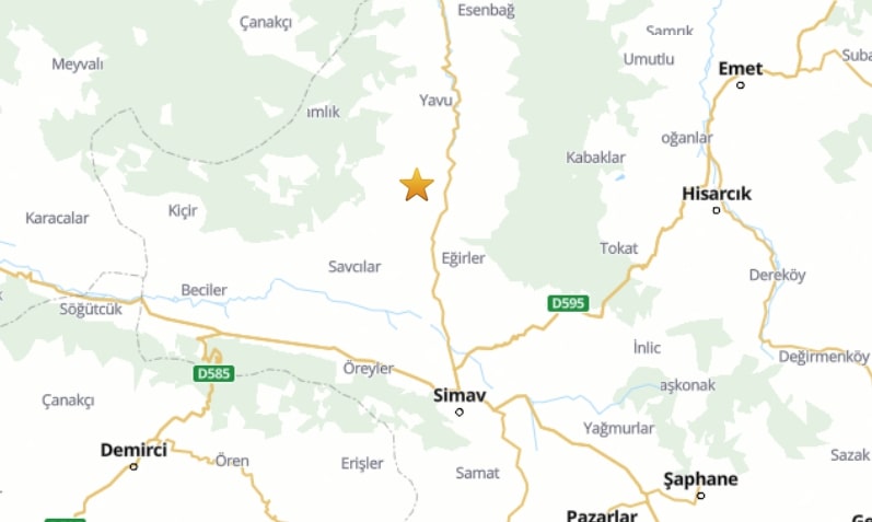 Kütahya’nın Simav ilçesinde sabah saatlerinde Richter ölçeğine göre 4.1 büyüklüğünde