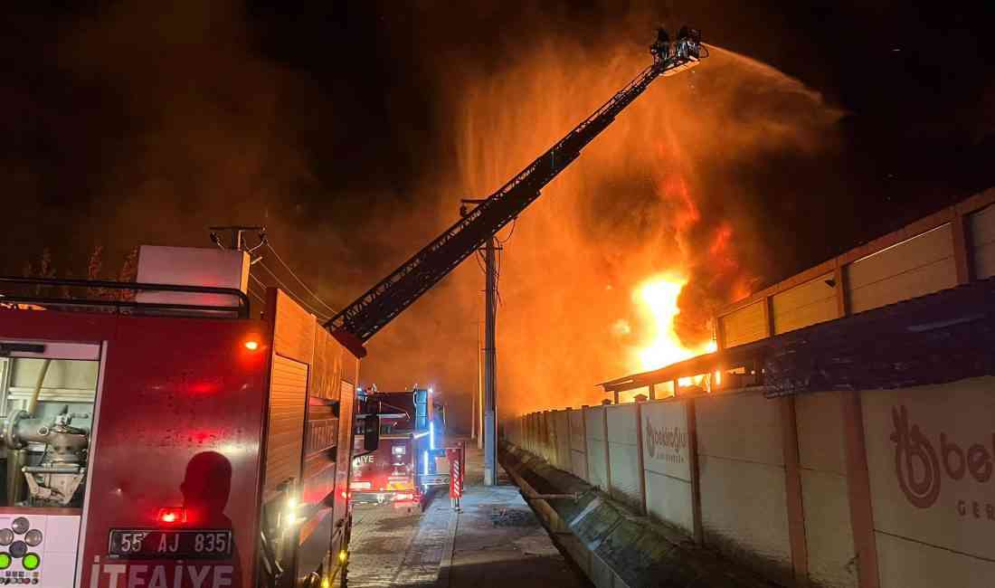 Samsun’un Bafra ilçesinde bulunan bir geri dönüşüm fabrikasında gece saatlerinde