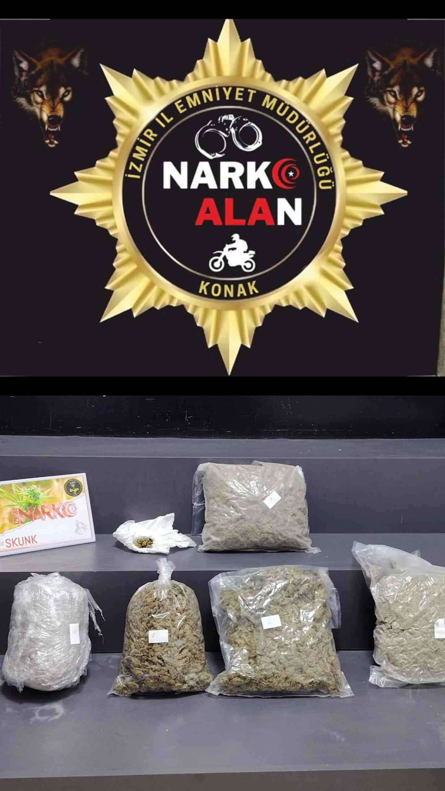 İzmir’in Konak ilçesinde polis ekiplerinin bir eve düzenlediği operasyonda 5