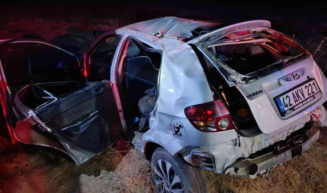 &nbsp; Konya’nın Kadınhanı ilçesinde, kontrolden çıkan bir otomobilin şarampole devrilmesi