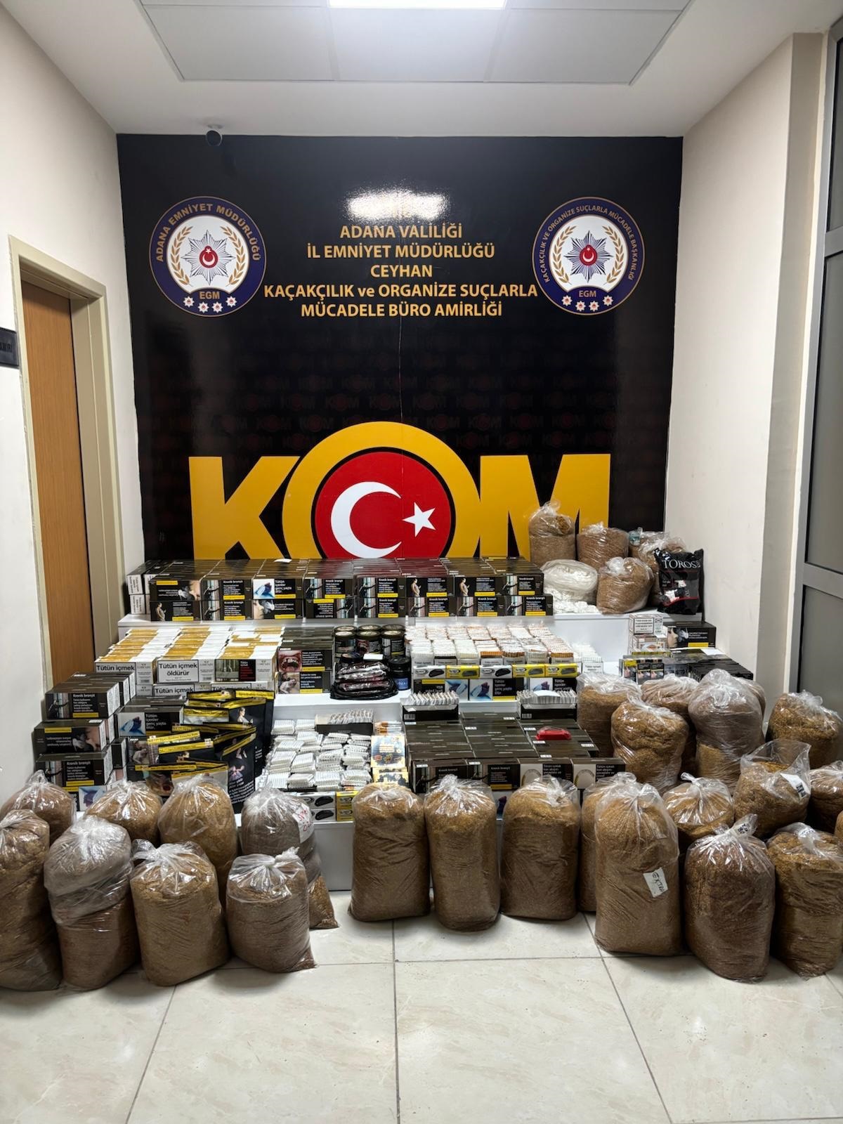 &nbsp; Çok Sayıda Kaçak Ürün Ele Geçirildi Adana’da kaçak tütün