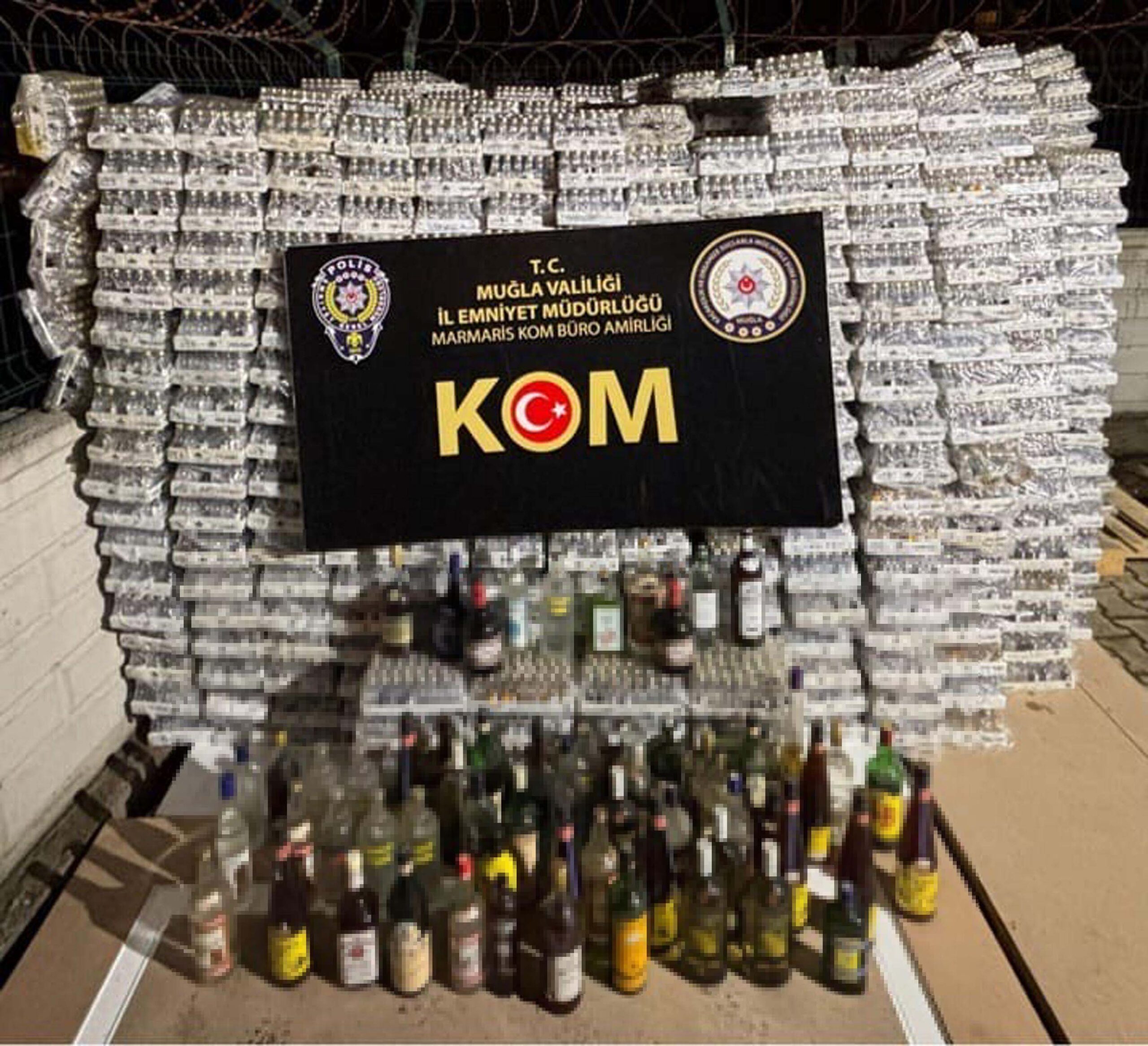 &nbsp; Polis Operasyonunda Bandrolsüz ve Gümrük Kaçağı İçki Yakalandı Muğla’nın