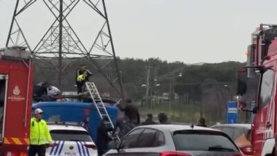 İstanbul Kağıthane’de İl Jandarma Komutanlığı’na ait mahkûm nakil aracının devrilmesi