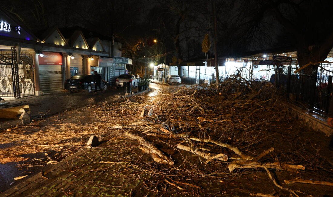 İZMİR – İzmir’in Bornova ilçesinde etkili olan şiddetli rüzgar nedeniyle