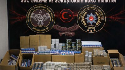 İZMİR’in Karabağlar ilçesinde polis ekiplerince bir adrese düzenlenen operasyonda, çok