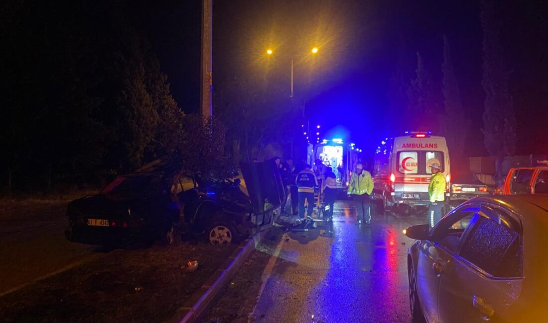 Adana’nın Ceyhan ilçesinde, yağış nedeniyle kayganlaşan yolda kontrolden çıkarak aydınlatma