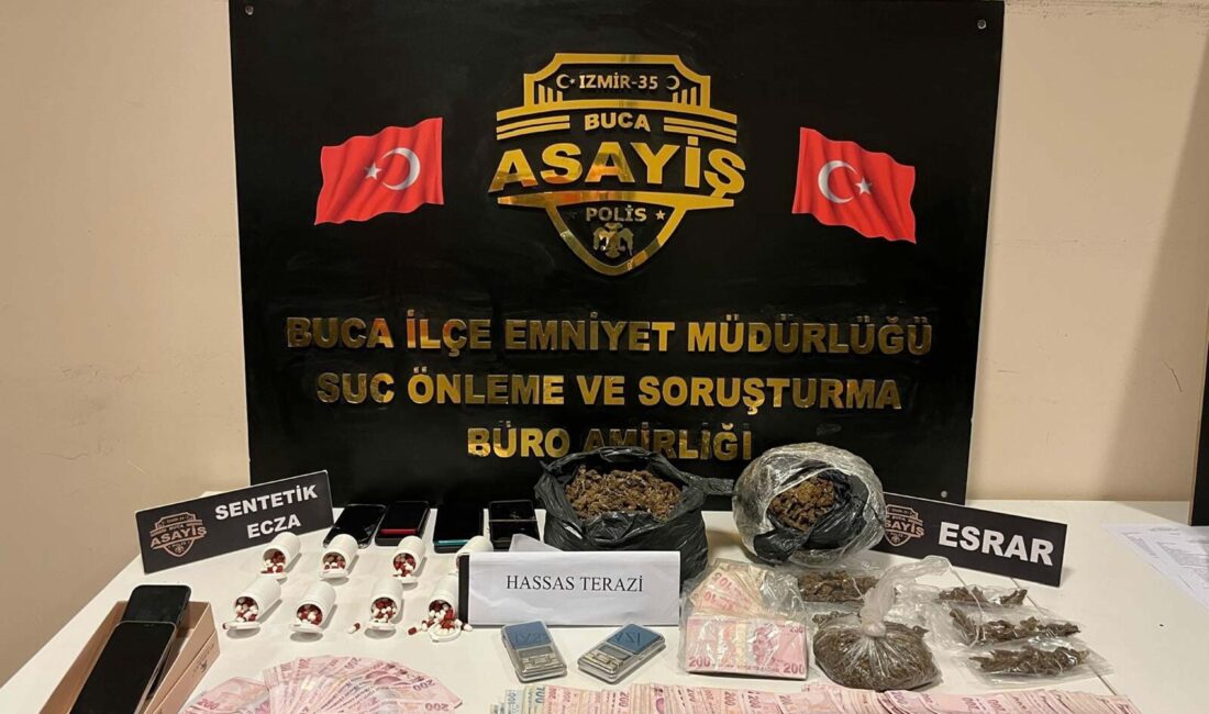 İZMİR’in Buca ilçesinde bir eve düzenlenen operasyonda yaklaşık 2 kilogram