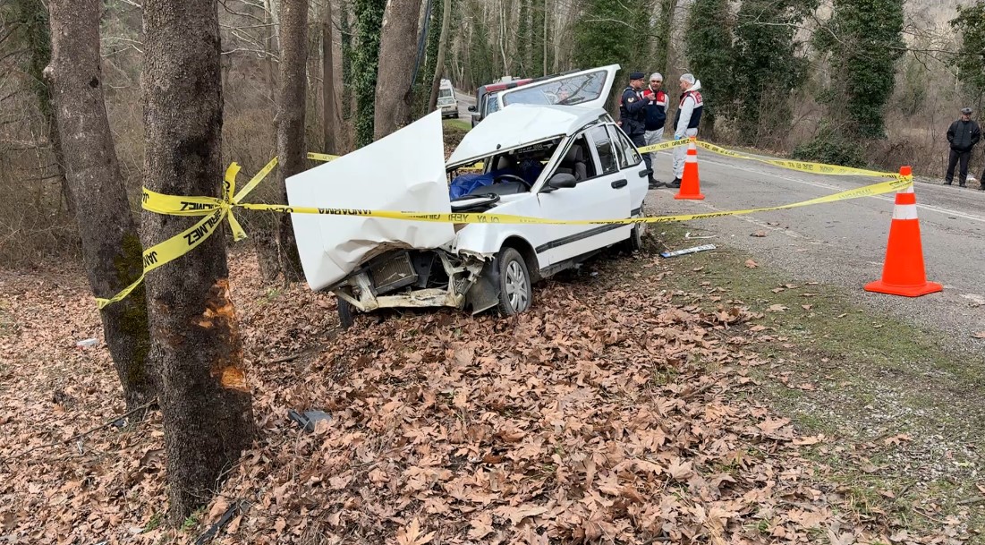 Karabük’ün Safranbolu ilçesinde sürücüsünün kontrolünden çıkan otomobilin yol kenarındaki ağaca
