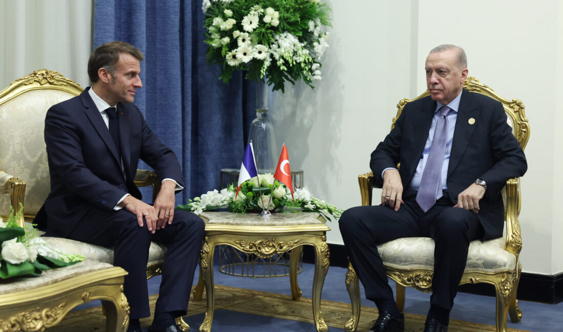 Cumhurbaşkanı Recep Tayyip Erdoğan, Fransa Cumhurbaşkanı Emmanuel Macron ile bir